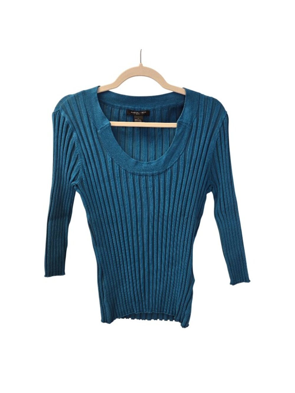 August Silk Knits Silk Blend Ribbed Scoop Neck Sweater Size Large
